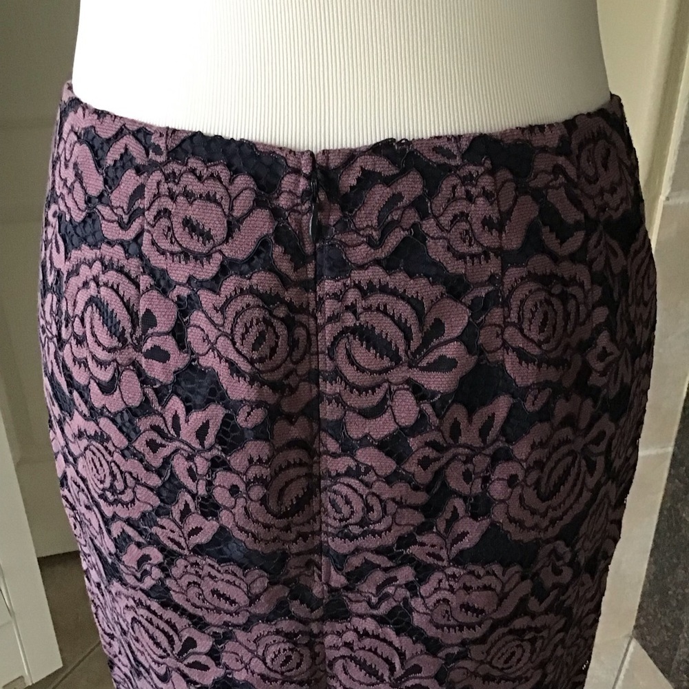 Ann Taylor Floral Lace Overlay Dress SZ 2/XS Navy Lavender 2-PC Top Skirt NEW - Picture 10 of 15